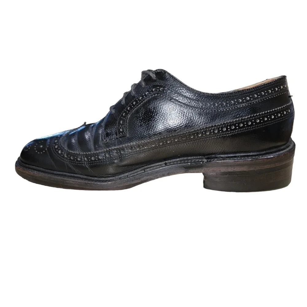 VTG 60s Executive Imperials O'Sullivan Black Leather Oxford Wingtip shoes Sz 8 D